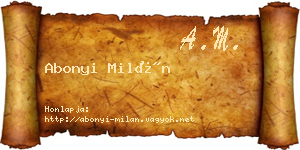 Abonyi Milán névjegykártya