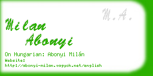 milan abonyi business card